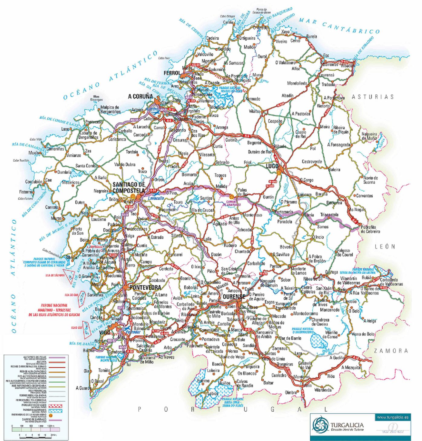 mapa de carreteras gallegas Condiciones relativas a las carreteras gallegas.